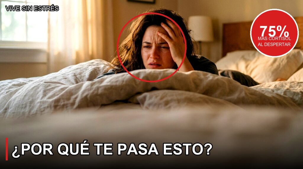 Mujer con angustia real al despertar por ansiedad matutina - Vive Sin Estres