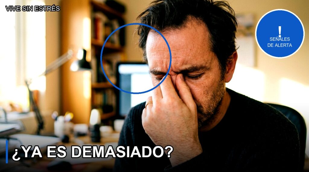 Hombre con estres y tension acumulada en la oficina - Vive Sin Estres